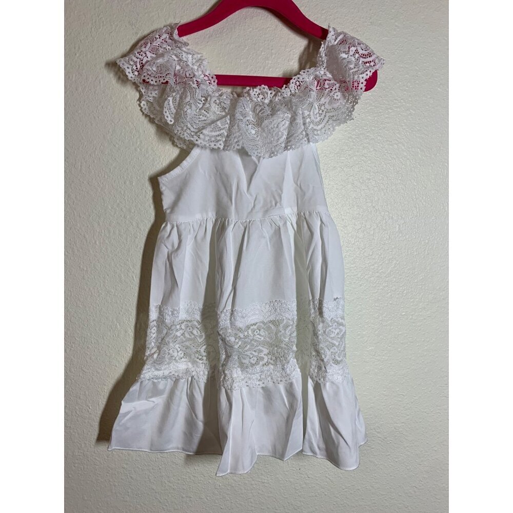 NWOT Boho Off Shoulder White Dress Castlecore Cottage Toddler Size 100 (3T/4T)